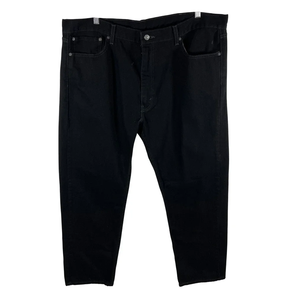 Levis 505 Regular‎ Fit Straight Leg Black Denim Jeans Mens W42 L32 100% Cotton